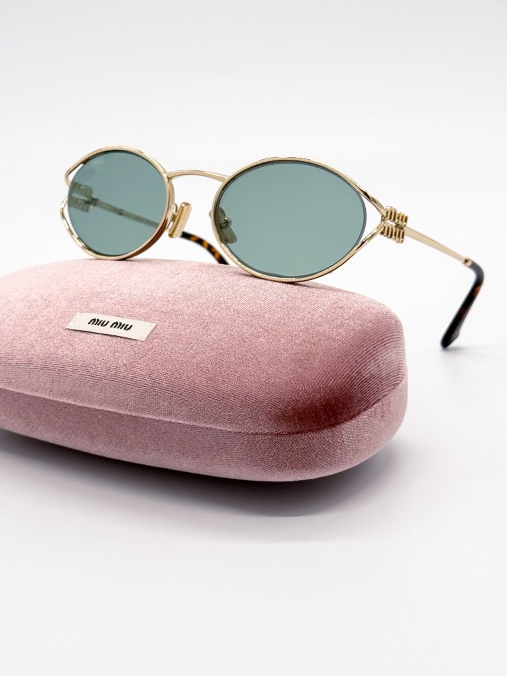 NEW MIU MIU SUNGLASSES MU52YS 5AK04M WOMEN GOLD/GREEN MU 52YS, SMU 52Y EYEWEAR